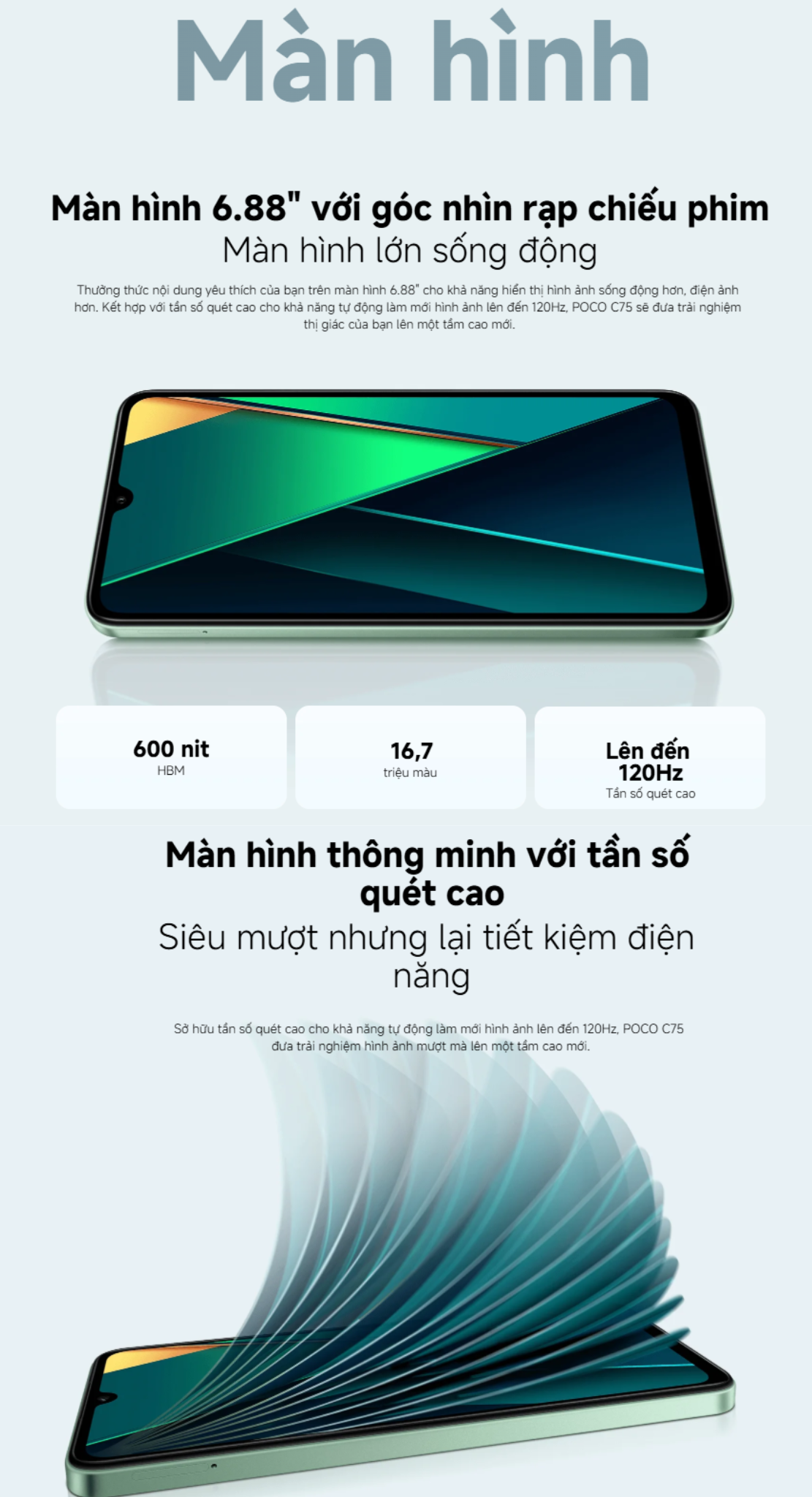 Mô tả Điện Thoại Thông Minh POCO C75 (6+128GB) | Màn hình 6,88" | Pin 5160mAh | Camera kép 50MP AI - 2