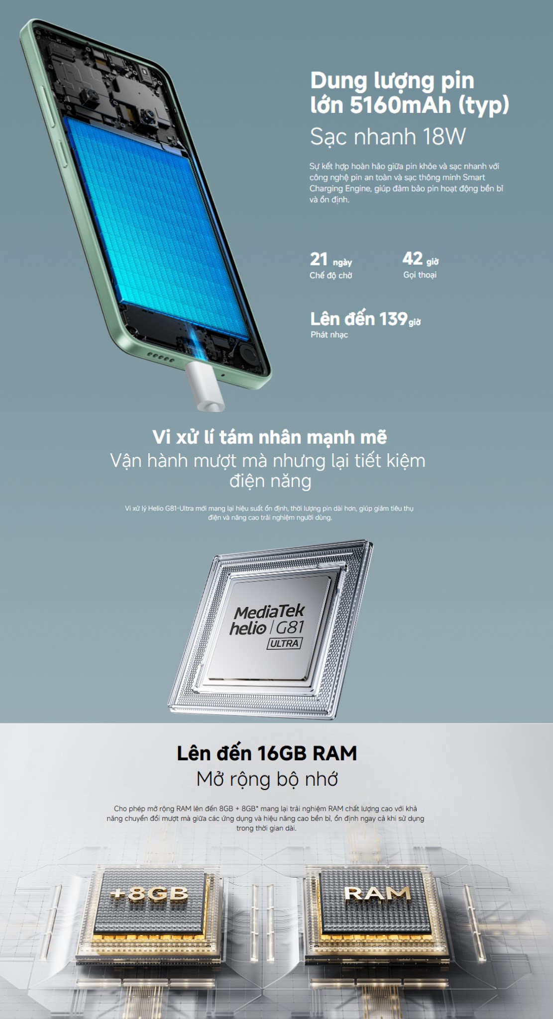Mô tả Điện Thoại Thông Minh POCO C75 (6+128GB) | Màn hình 6,88" | Pin 5160mAh | Camera kép 50MP AI - 6
