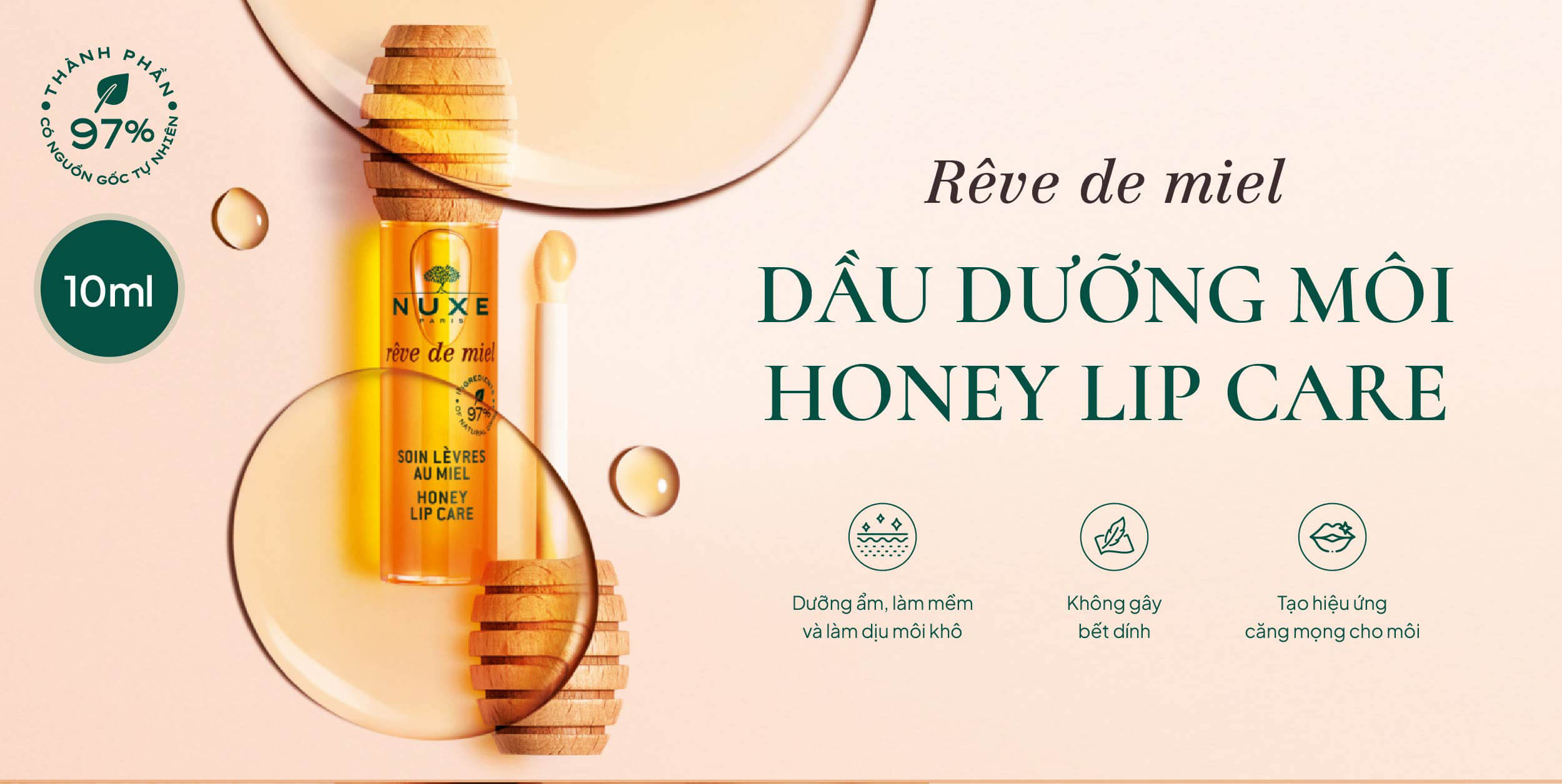 Mô tả Dầu dưỡng môi Nuxe Rêve de Miel Honey Lip Care 10ml - 1
