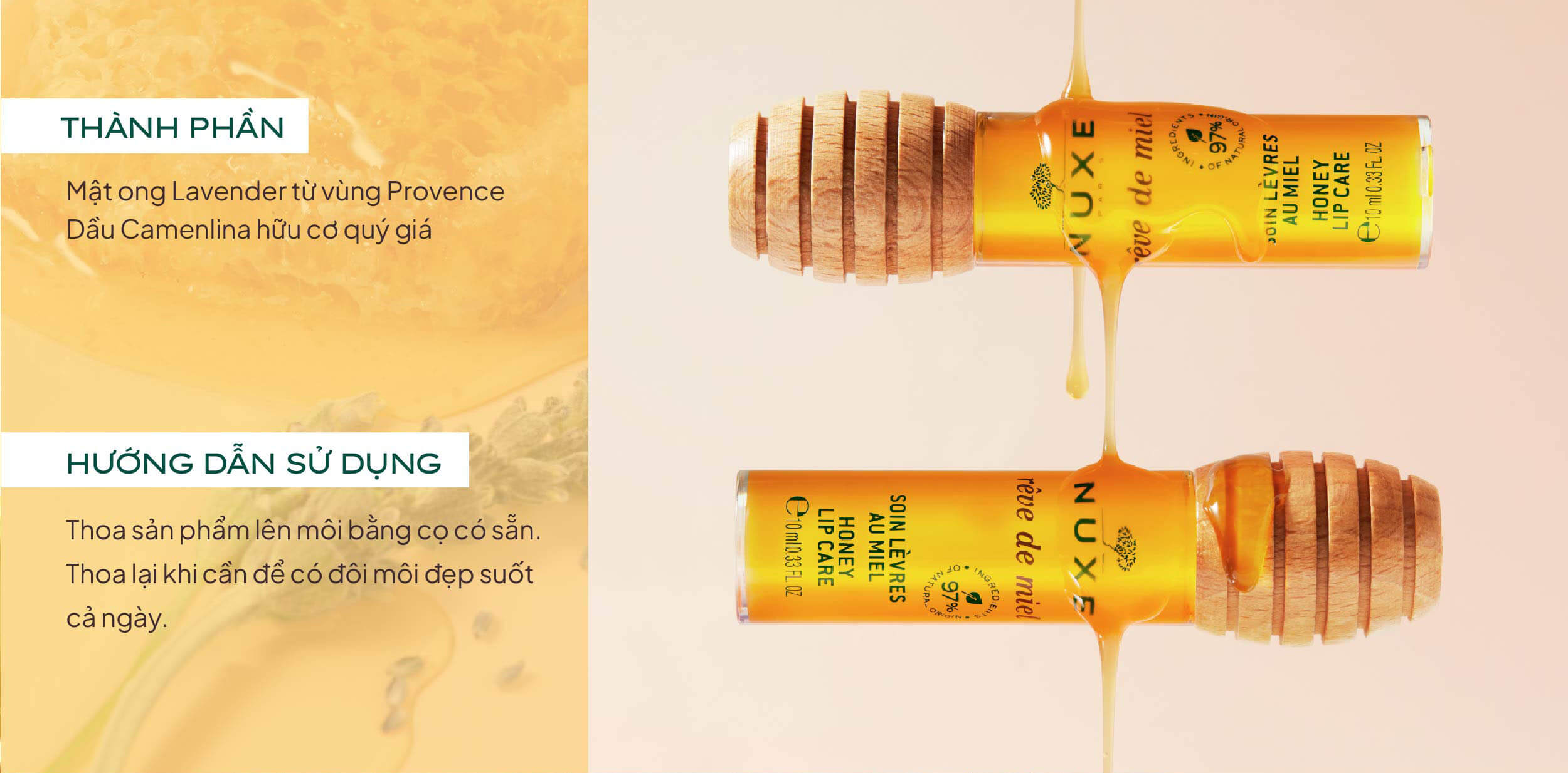 Mô tả Dầu dưỡng môi Nuxe Rêve de Miel Honey Lip Care 10ml - 3