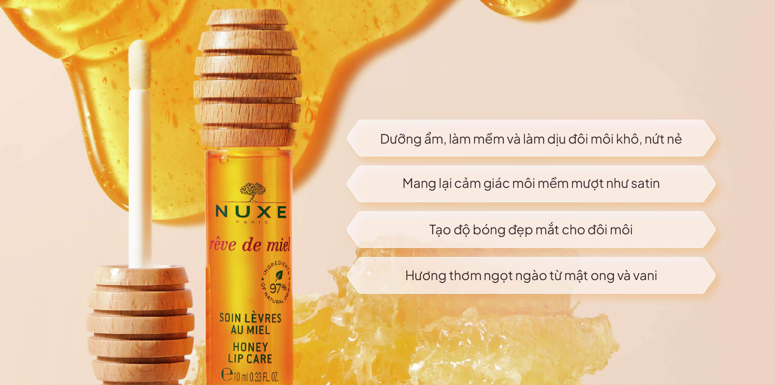 Mô tả Dầu dưỡng môi Nuxe Rêve de Miel Honey Lip Care 10ml - 4