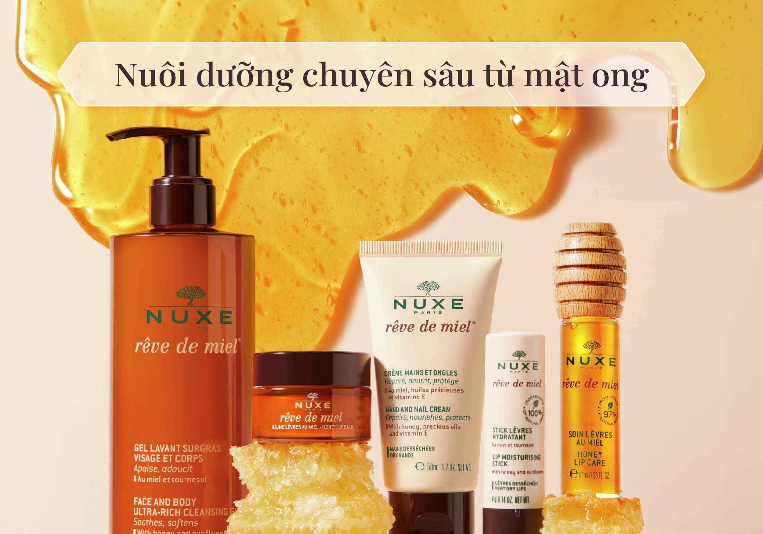 Mô tả Dầu dưỡng môi Nuxe Rêve de Miel Honey Lip Care 10ml - 5