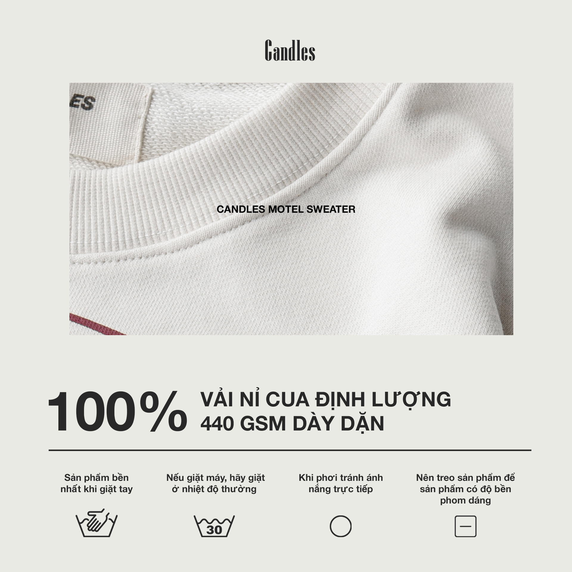 Mô tả Áo Nỉ Candles Motel Sweater Oversize Unisex - 2