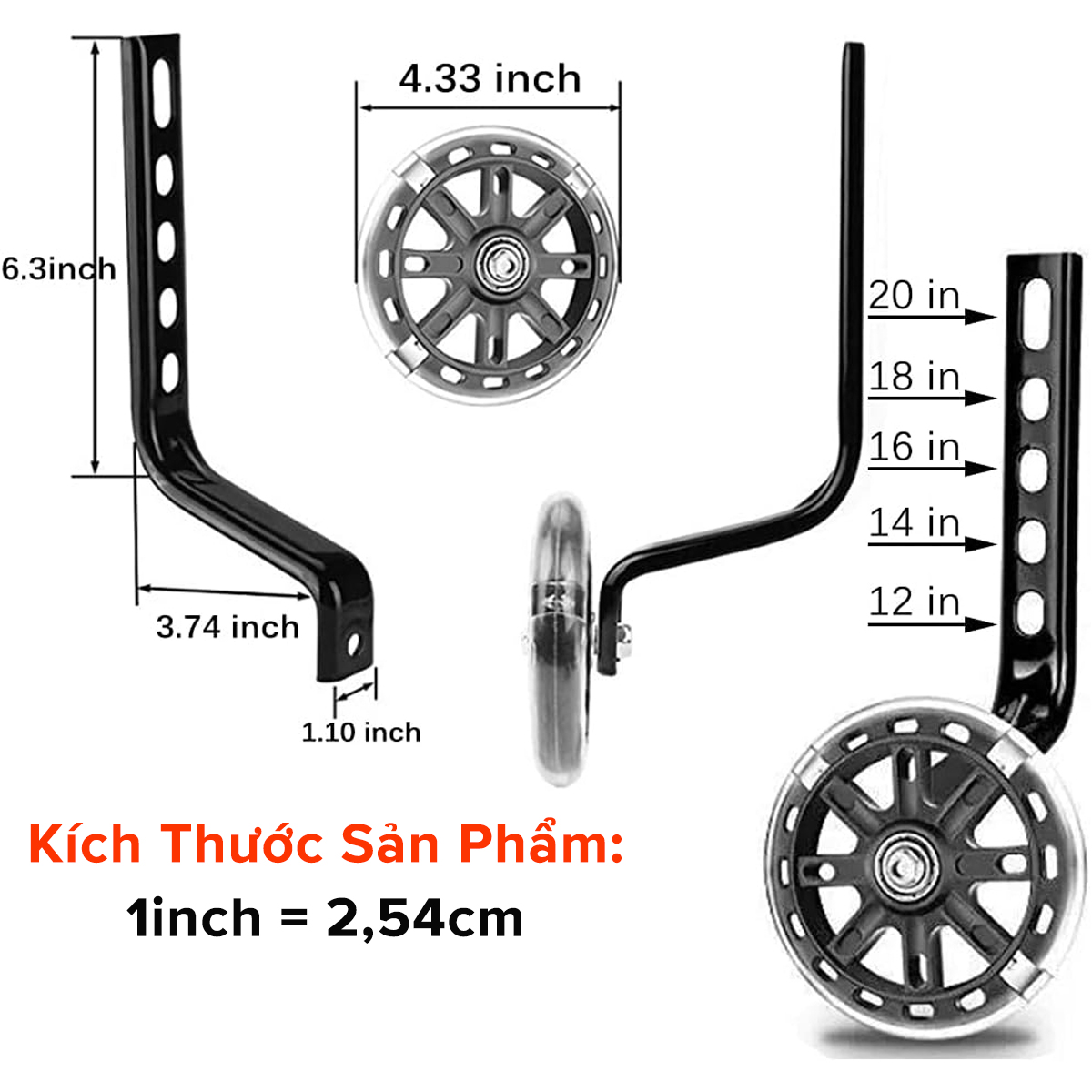 Mô tả Bánh Phụ Xe Đạp Trẻ Em Chính Hãng Amalife Phát Sáng Đủ Cỡ 12-14-16-18-20inch Chọn Màu Chắc Chắn - 2
