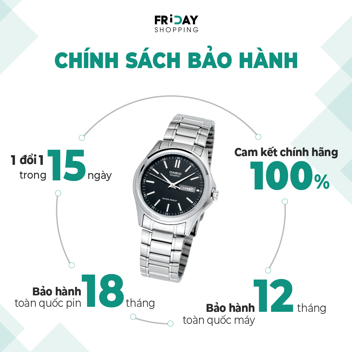 Mô tả Đồng Hồ Casio Nam MTP-1239D-1ADF Mặt Tròn Màu Đen Dây Kim Loại Chính Hãng - 3