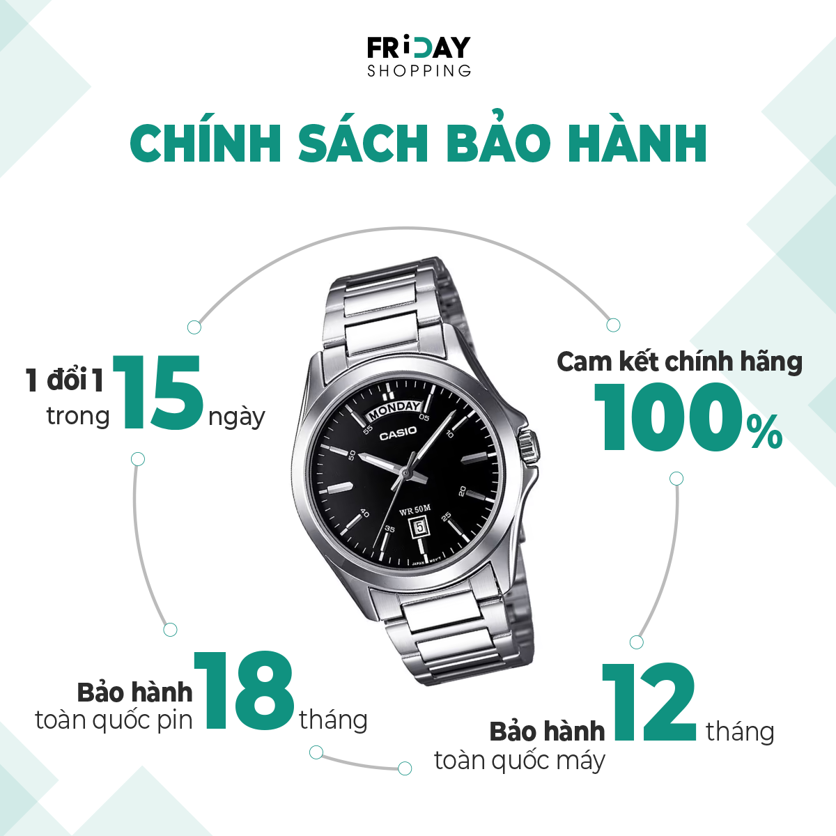 Mô tả Đồng Hồ Casio Nam MTP-1370D-1A1VDF Mặt Tròn Màu Đen Dây Kim Loại Chính Hãng - 4