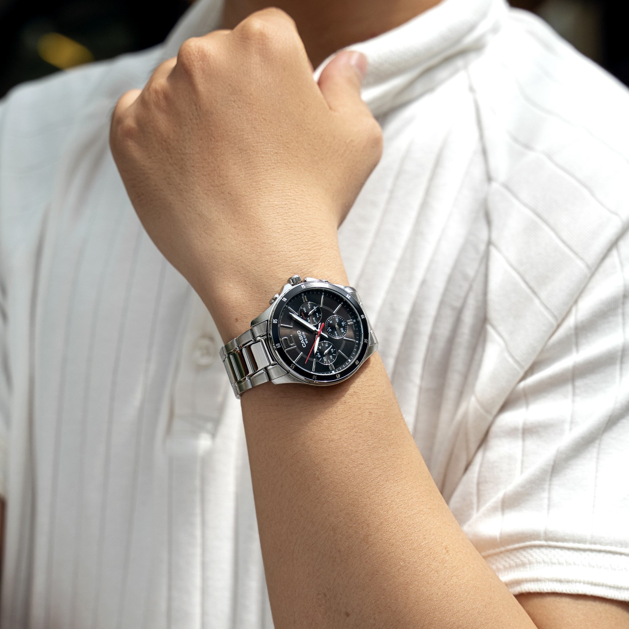Mô tả Đồng Hồ Casio Nam MTP-1374D-1AVDF Mặt Tròn Màu Đen Dây Kim Loại Chính Hãng - 1