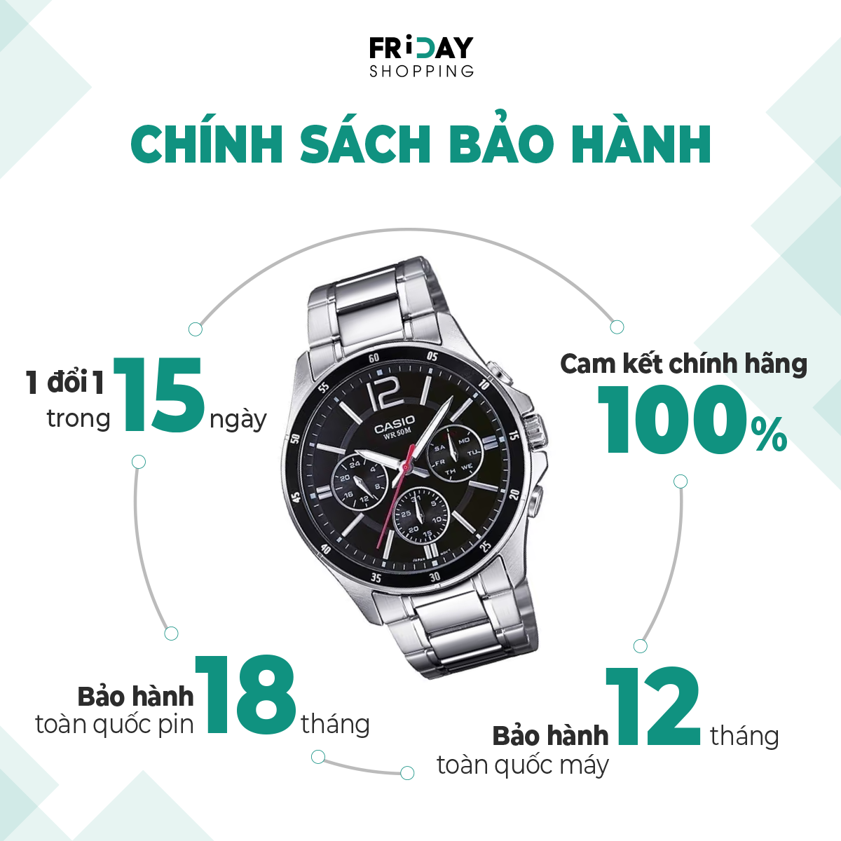 Mô tả Đồng Hồ Casio Nam MTP-1374D-1AVDF Mặt Tròn Màu Đen Dây Kim Loại Chính Hãng - 4