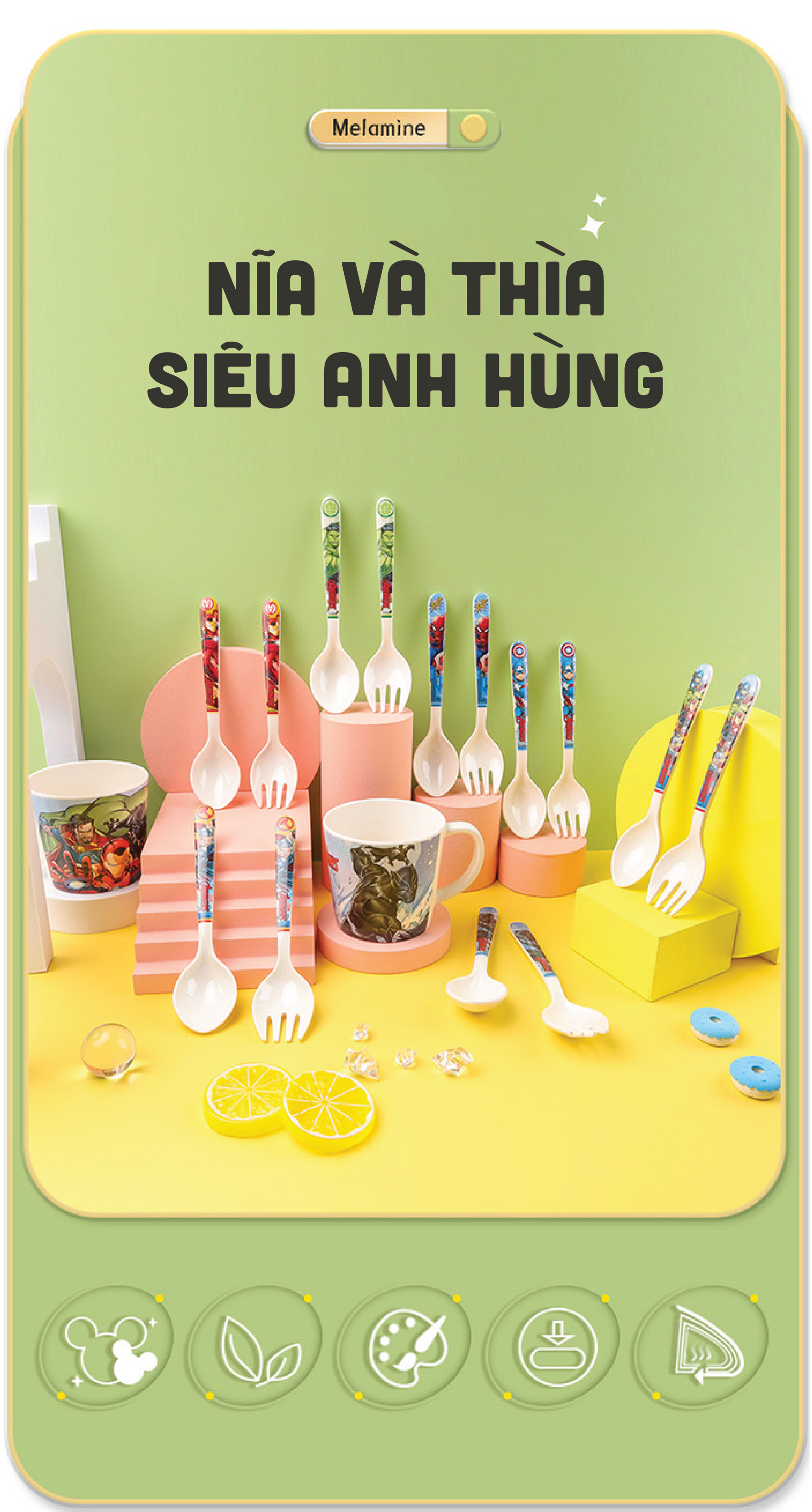 Mô tả Bộ ăn dặm cho bé 1989KIDS chất liệu Nhựa Melamine chén bát ăn dặm,đũa tập ăn,cốc uống nước,thìa cho bé - 9