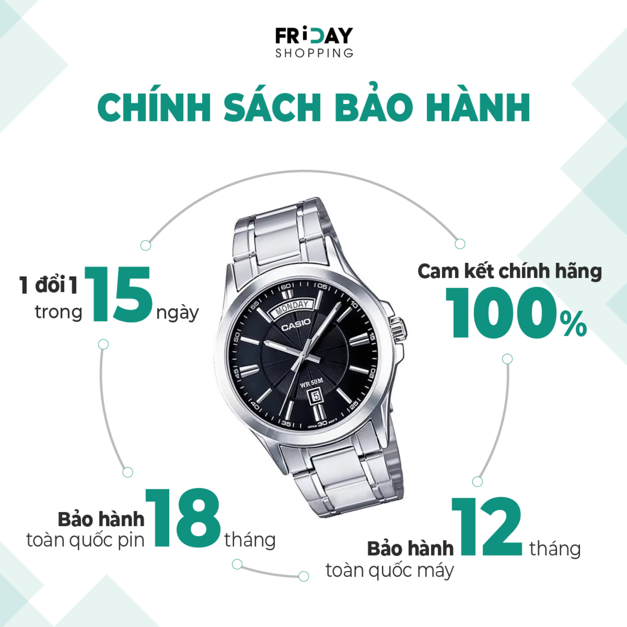Mô tả Đồng Hồ Casio Nam MTP-1381D-1AVDF Mặt Đen Dây Kim Loại Chính Hãng - 4