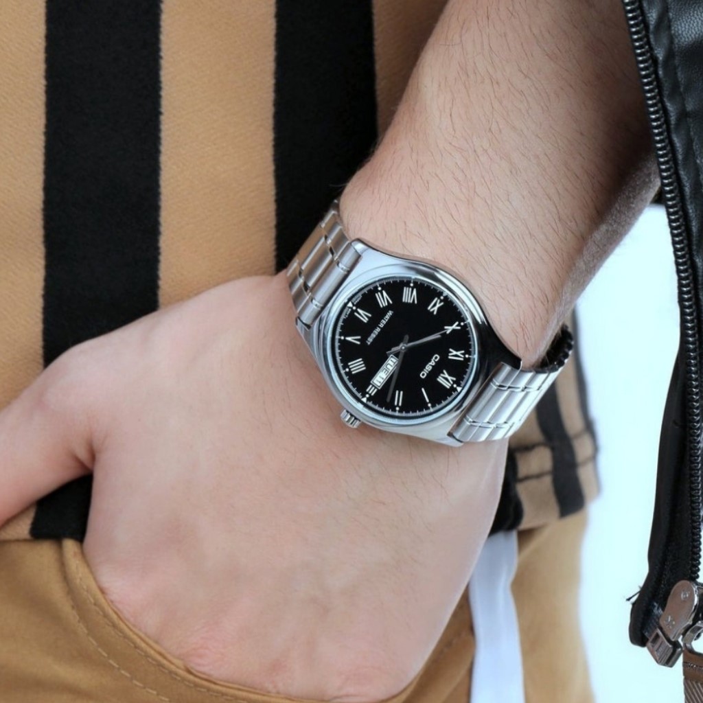 Mô tả Đồng Hồ Casio Nam MTP-V006D-1BUDF Mặt Tròn Màu Đen Dây Kim Loại Chính Hãng - 1