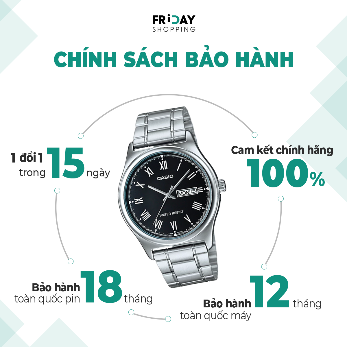 Mô tả Đồng Hồ Casio Nam MTP-V006D-1BUDF Mặt Tròn Màu Đen Dây Kim Loại Chính Hãng - 4