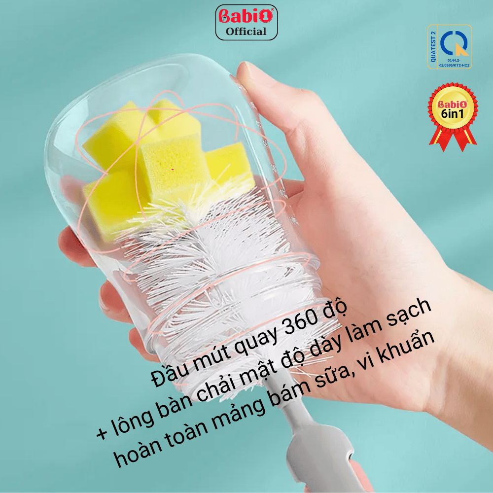 Babi1 Bộ Cọ Rửa Bình Sữa Đa Năng Mút Xốp Cước 6 Chi Tiết Vệ Sinh Đa ...