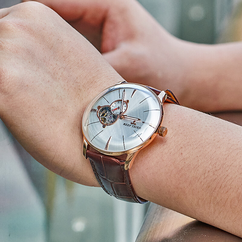 Mô tả Đồng hồ nam chính hãng Reef Tiger RGA8239-1 Kính sapphire chống xước,Chống nước,BH 24 tháng,Máy cơ Automatic,dây da xịn - 9