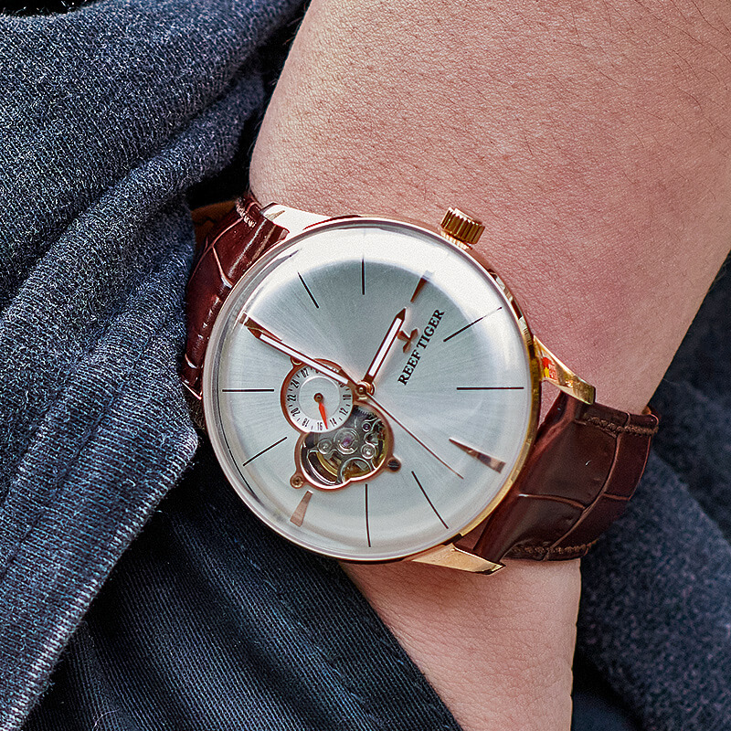 Mô tả Đồng hồ nam chính hãng Reef Tiger RGA8239-1 Kính sapphire chống xước,Chống nước,BH 24 tháng,Máy cơ Automatic,dây da xịn - 11