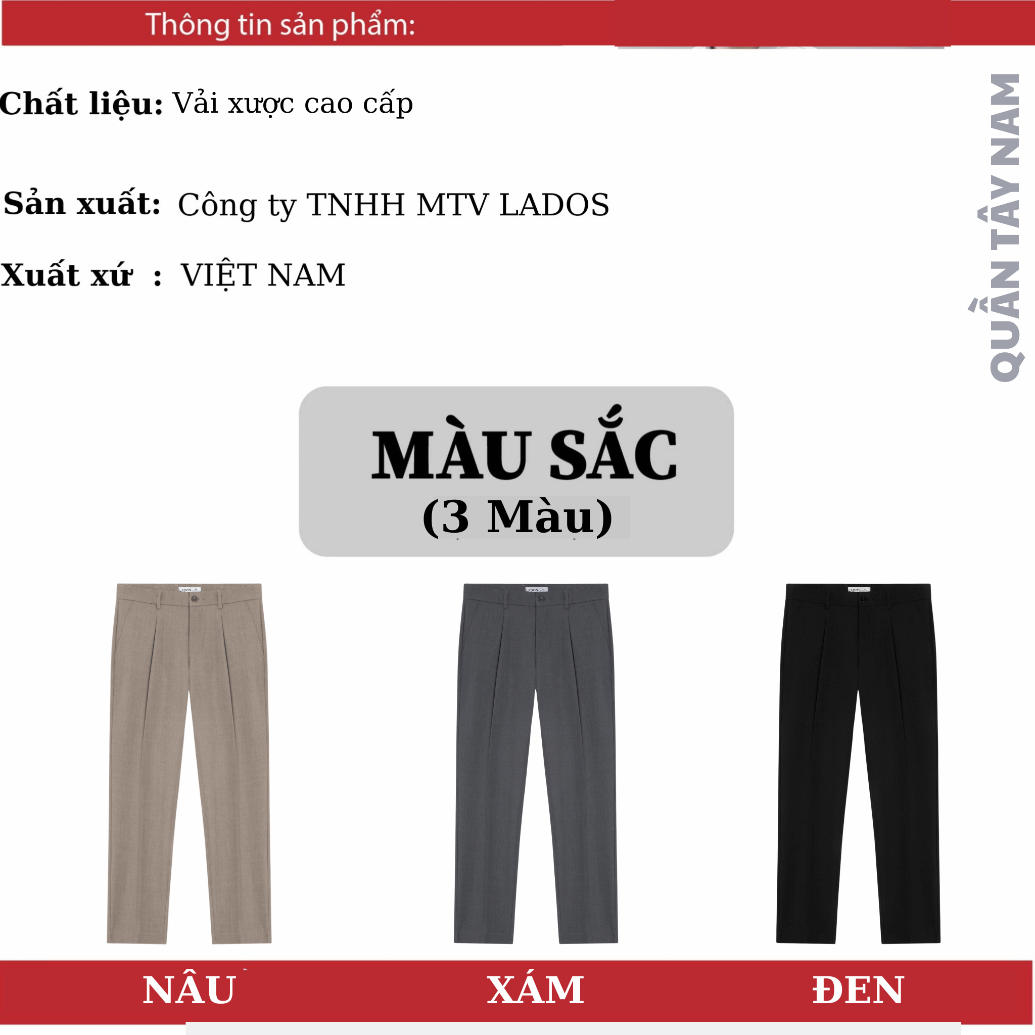 Mô tả Quần tây nam LADOS-4158 chất xược Mỹ cao cấp dòng Premium form suông basic lịch lãm dễ phối đồ - 2