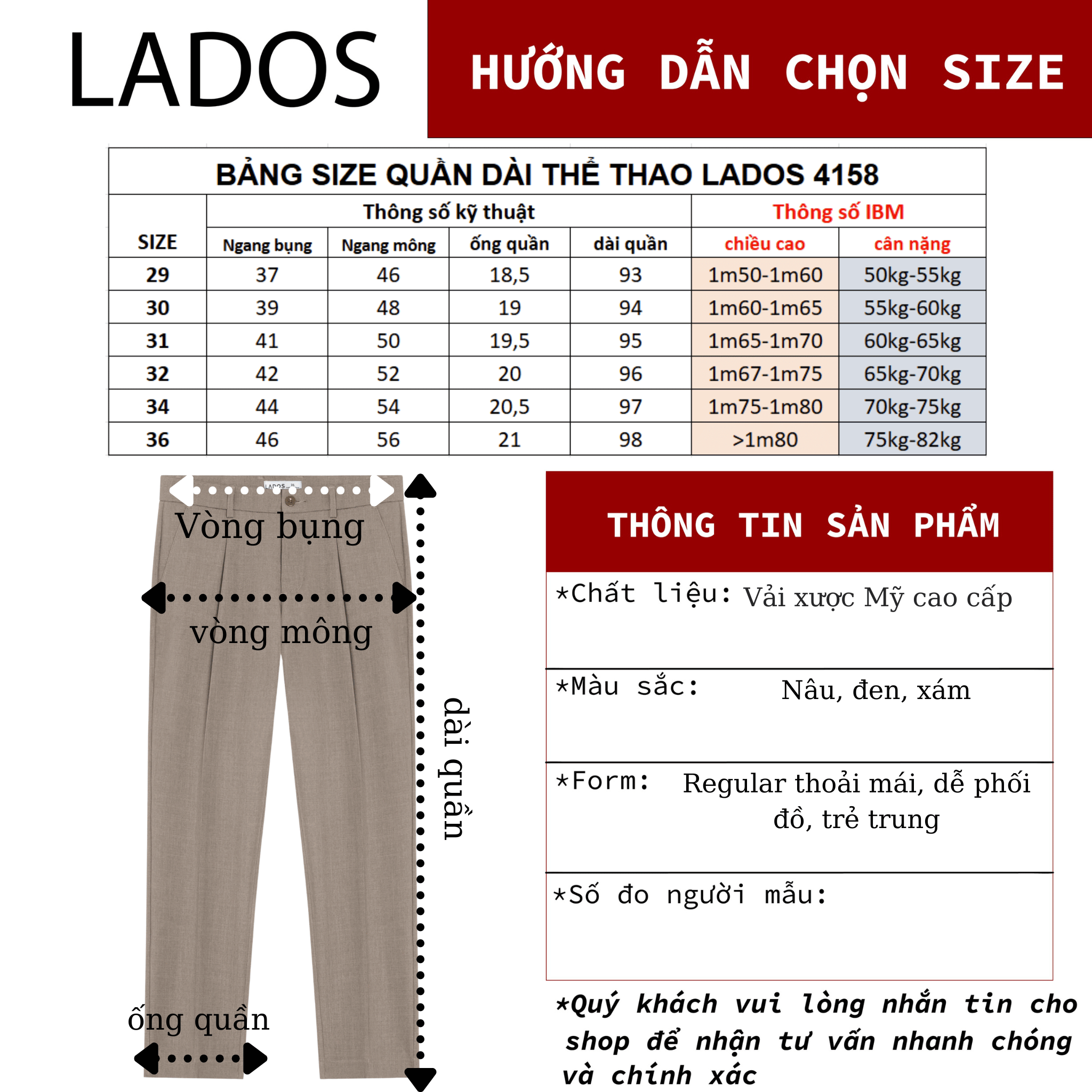 Mô tả Quần tây nam LADOS-4158 chất xược Mỹ cao cấp dòng Premium form suông basic lịch lãm dễ phối đồ - 3