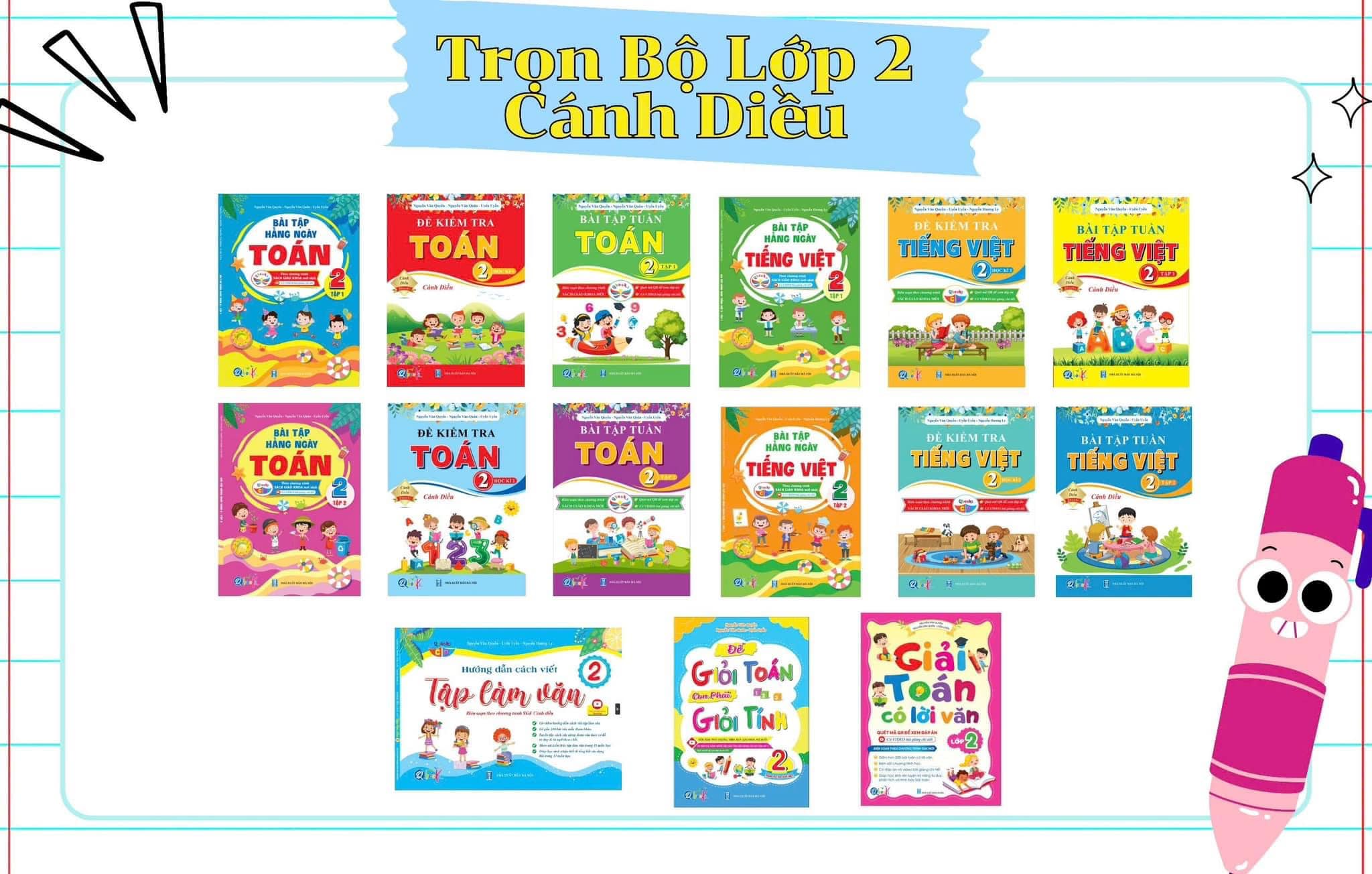 Mô tả Sách - Bài tập hàng ngày, Bài tập tuần, Đề Kiểm Tra Toán và Tiếng Việt Lớp 2 - Học Kì 1,2 - Cánh Diều (Lẻ Tuỳ chọn) - 1