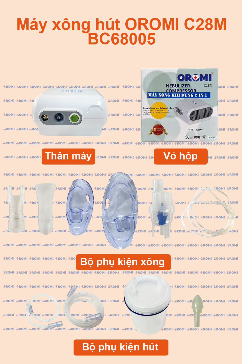 Mô tả Máy xông khí dung và hút mũi OROMI C28M - DÒNG MÁY CHUYÊN XÔNG: XÔNG, XÔNG CAO CẤP, XÔNG HÚT - 1