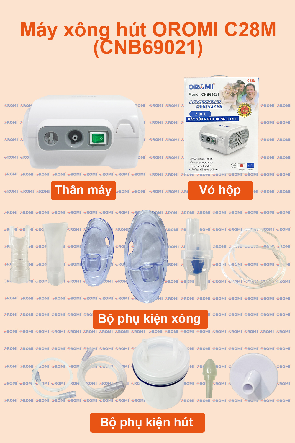 Mô tả Máy xông khí dung và hút mũi OROMI C28M - DÒNG MÁY CHUYÊN XÔNG: XÔNG, XÔNG CAO CẤP, XÔNG HÚT - 4