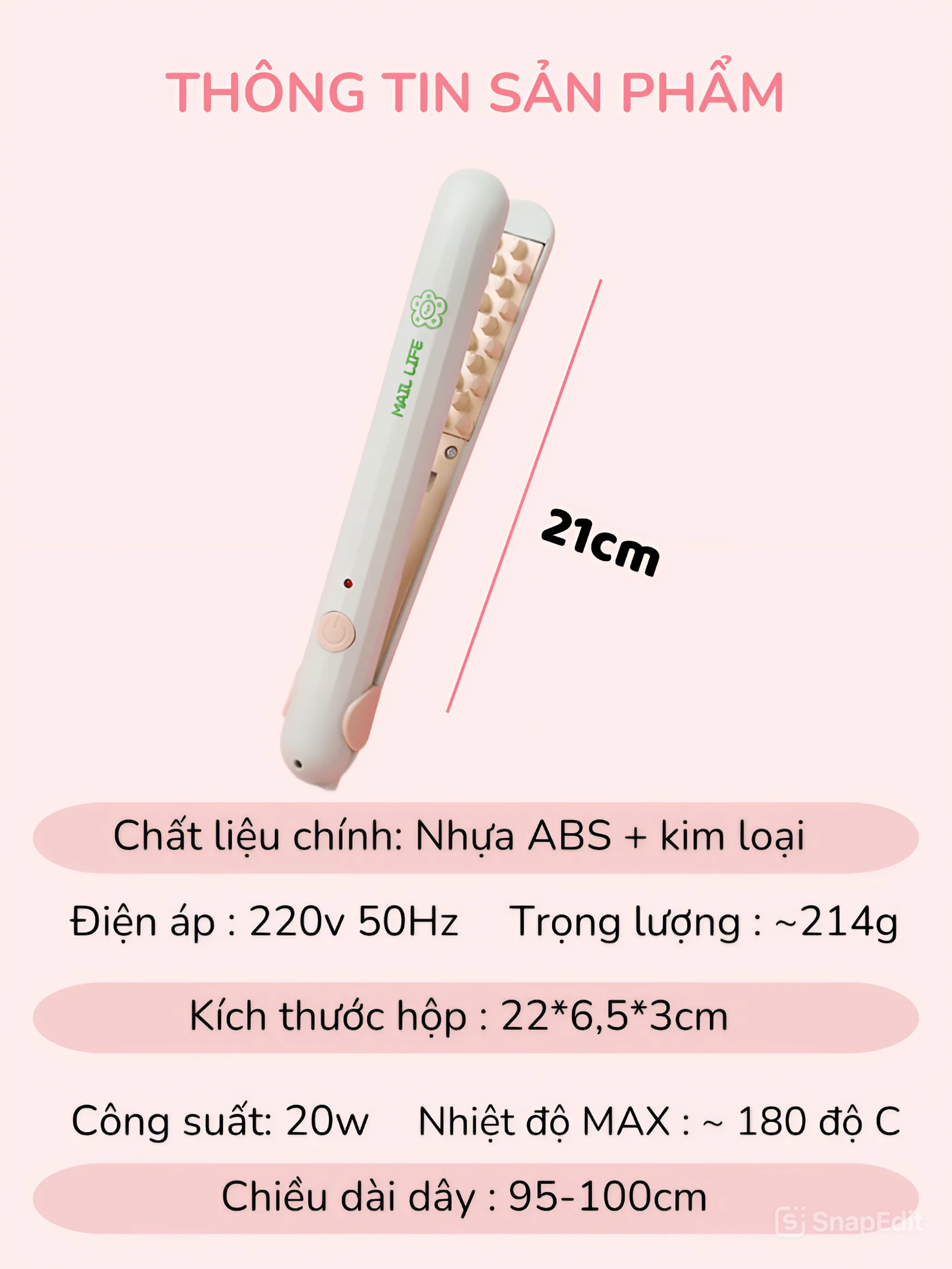 Máy Là Tóc Mini, Máy Ép Tóc Mini, Uốn Duỗi Tóc Đa Năng Tặng Kèm Sticker ...