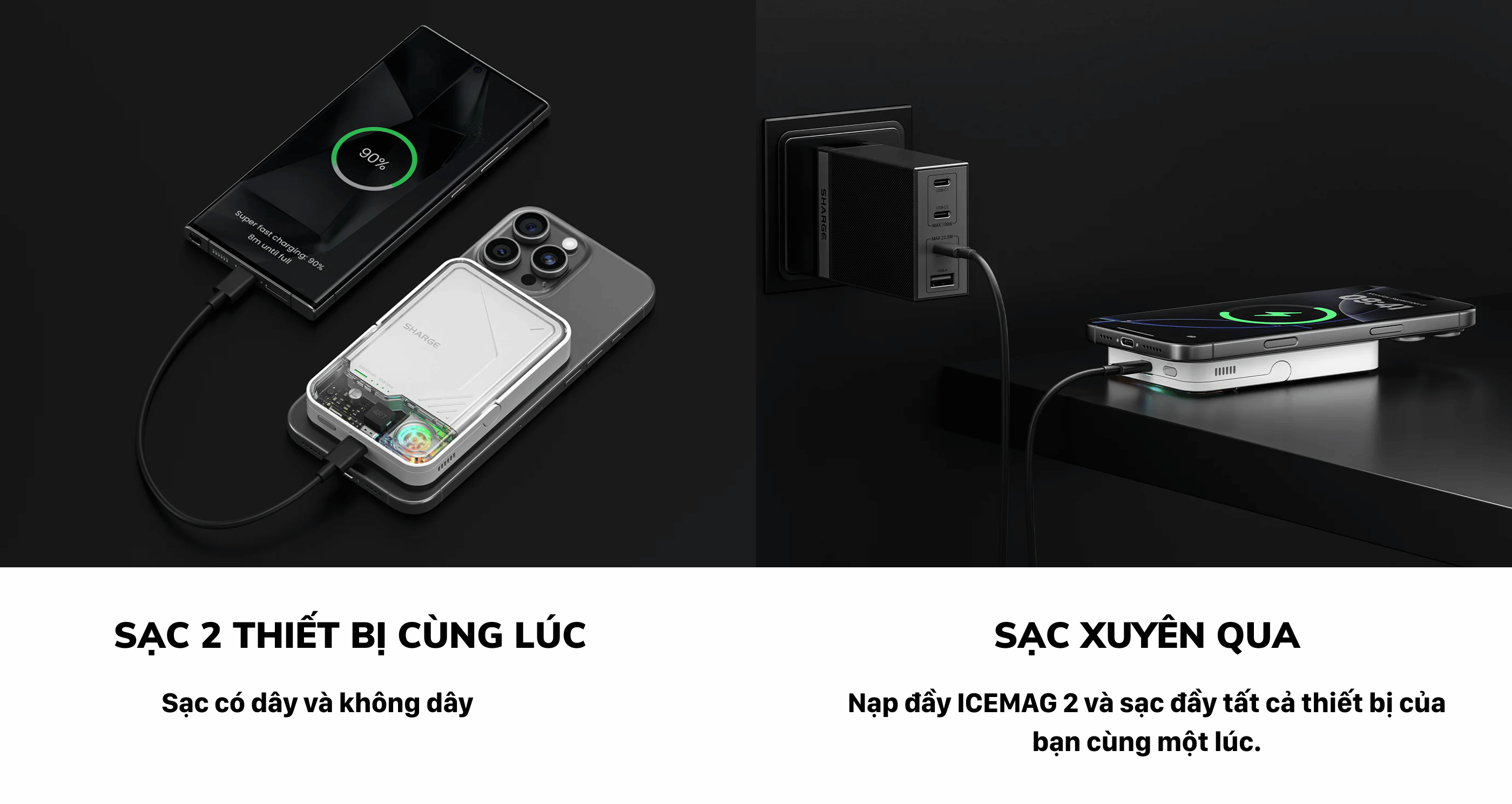 Mô tả Sạc Dự Phòng Sharge ICEMAG 2 Qi2 10.000mAh Không Dây 15W USB-C 30W Quạt Tản Nhiệt RGB Chủ Động - Hàng Chính Hãng - 5