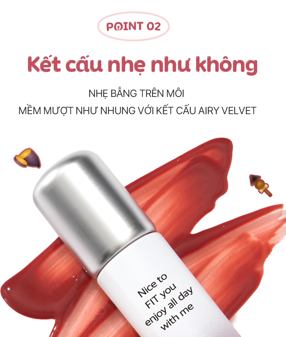 Mô tả Son tint lì Bbia Air Fit Tint (4g) - 8