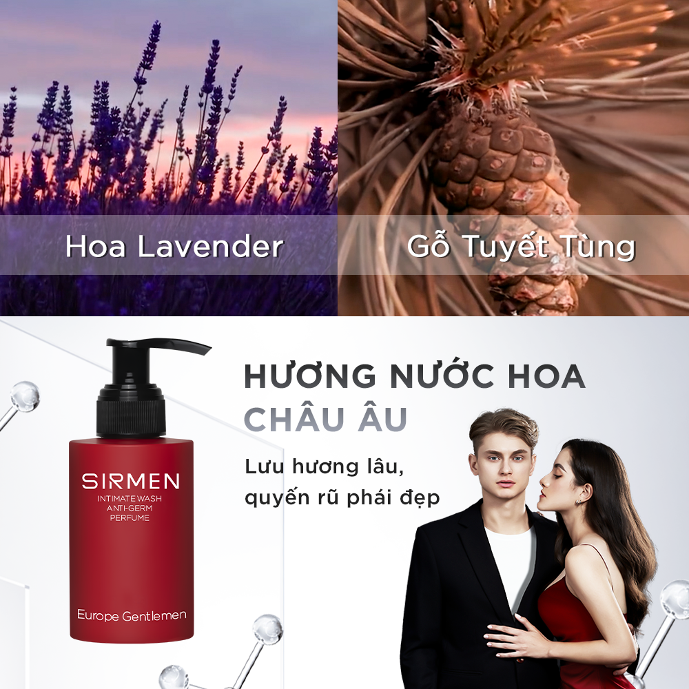 Mô tả Dung dịch vệ sinh nam 3 in 1 SIRMEN Europe Gentlemen cao cấp 100g hương nước hoa châu Âu - 6