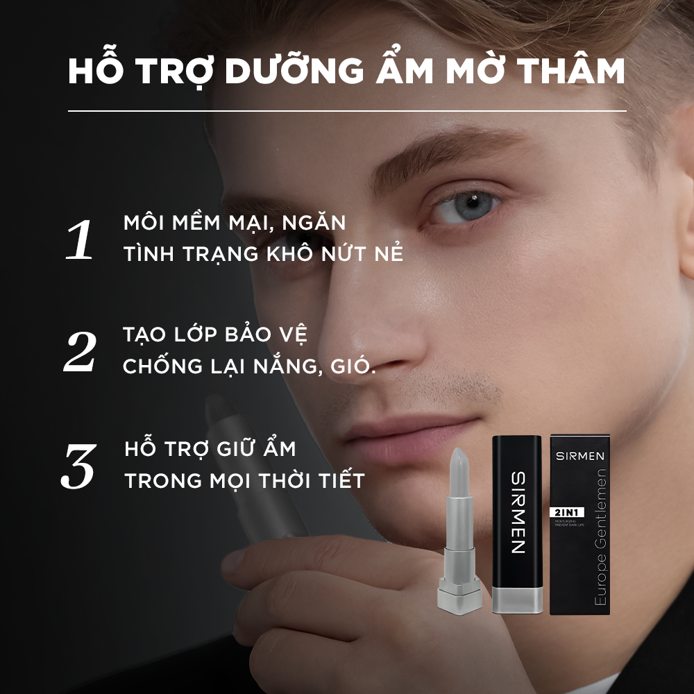 Mô tả Son dưỡng nam 2 in 1 nguyên liệu châu Âu SIRMEN Europe Gentlemen dòng cao cấp 4.2g chiết xuất tự nhiên công nghệ EU-Nano - 3