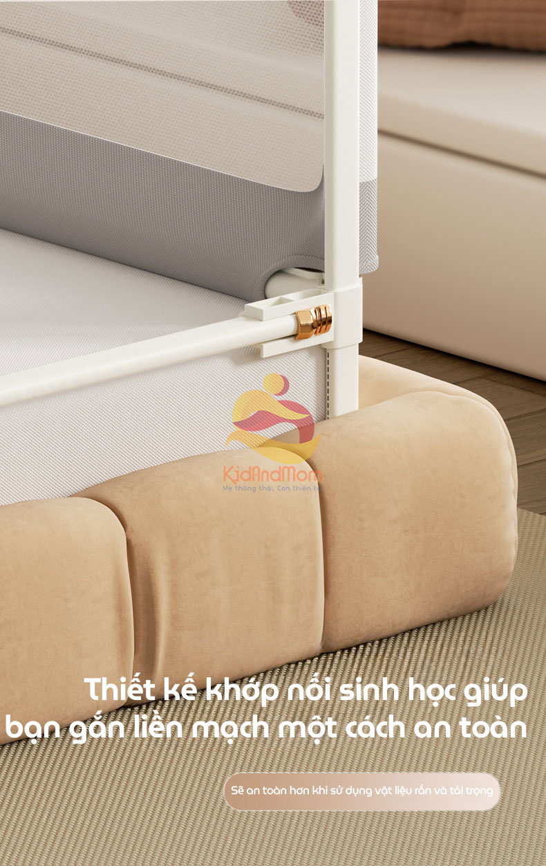 Mô tả Thanh chắn giường cao cấp KidAndMom BR02, BR23, BR25 cao 105cm 24 nắc điều chỉnh thiết kế chống kẹt chống vấp ngã cho bé - 9