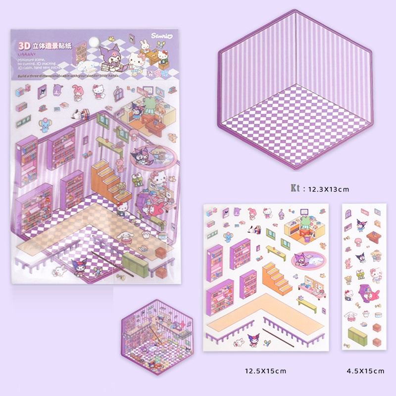 Sticker 3D Bộ dán cảnh quan trang trí mô hình đa tầng mô phỏng không ...