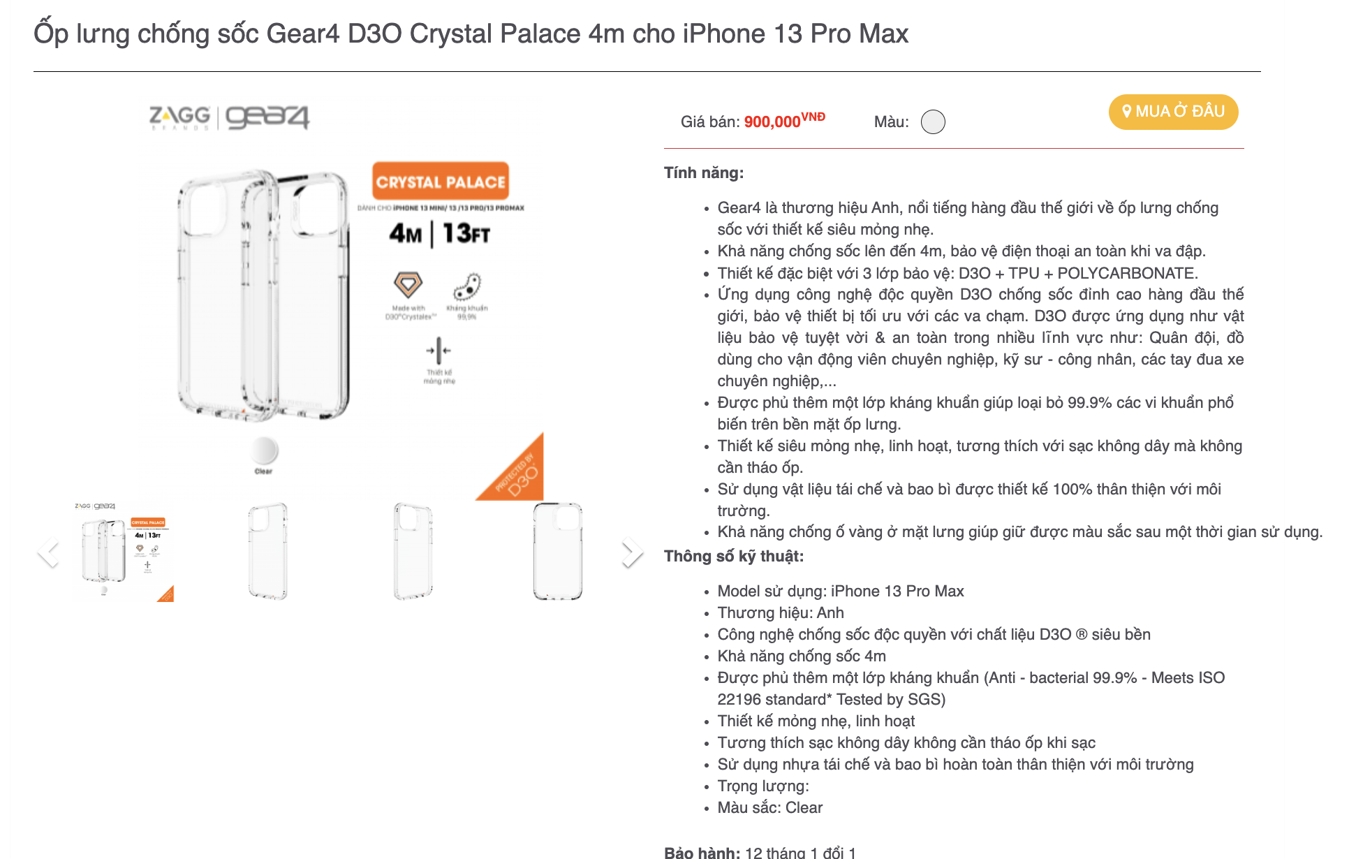 Mô tả Ốp lưng trong chống sốc Gear4 D3O / ZAGG  Crystal Palace - 2