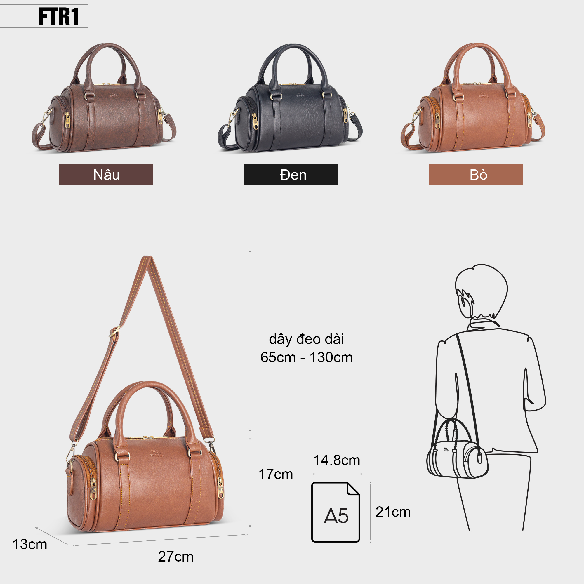 Mô tả Túi trống mini đeo chéo thời trang Fadoda FTR1 - 4