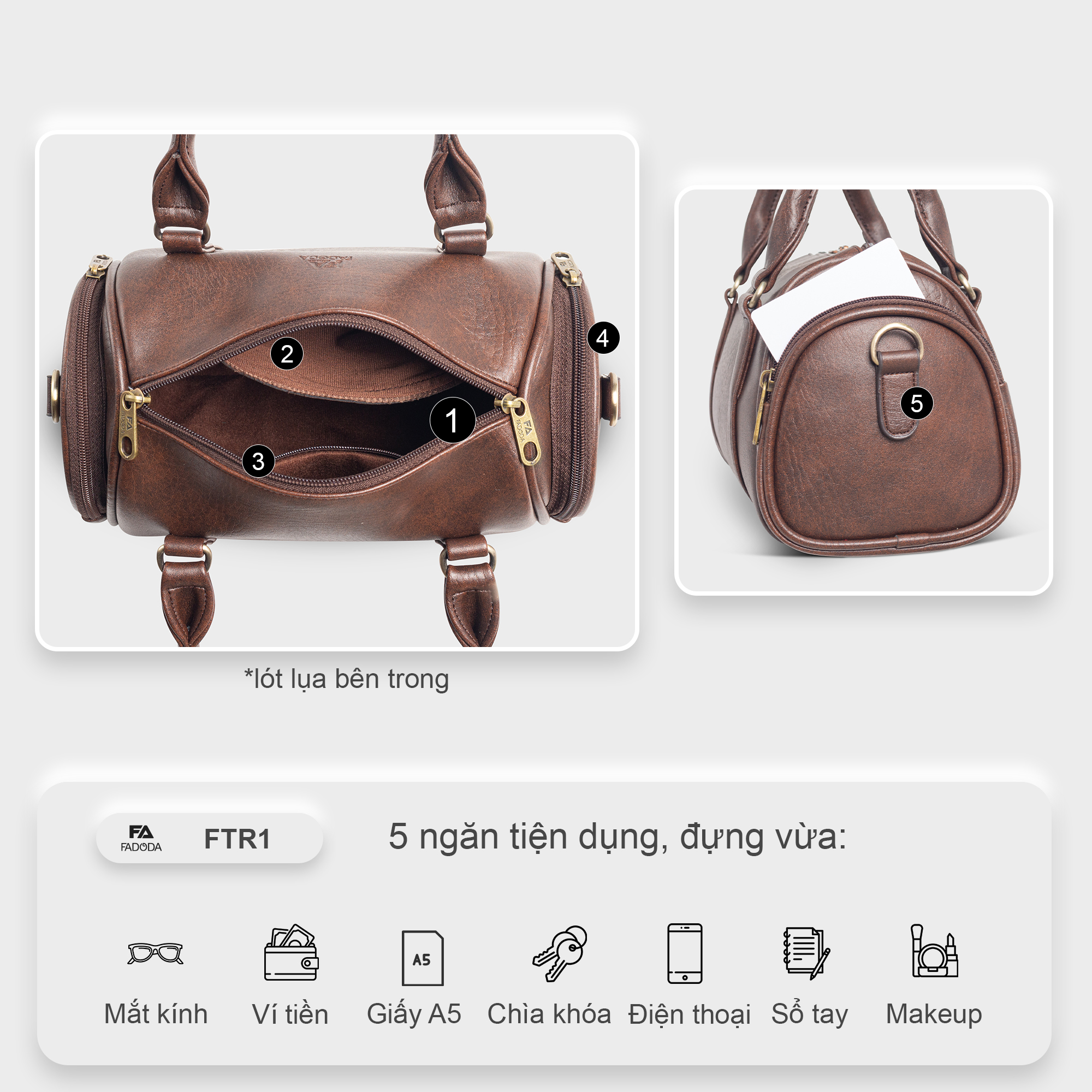 Mô tả Túi trống mini đeo chéo thời trang Fadoda FTR1 - 7