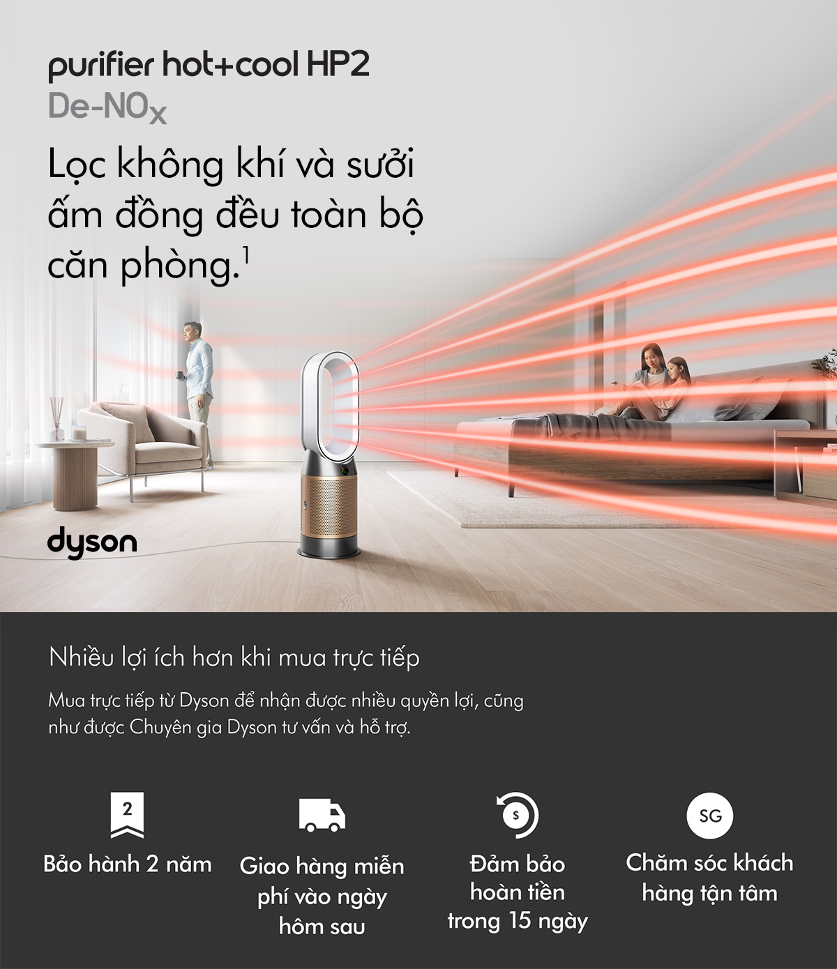 Mô tả Máy lọc không khí Dyson Purifier Hot+Cool HP02 / HP12 De-NOx - 1