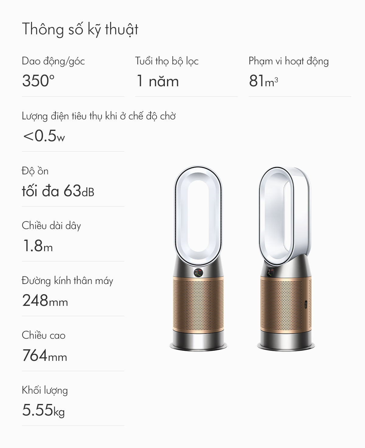 Mô tả Máy lọc không khí Dyson Purifier Hot+Cool HP02 / HP12 De-NOx - 11