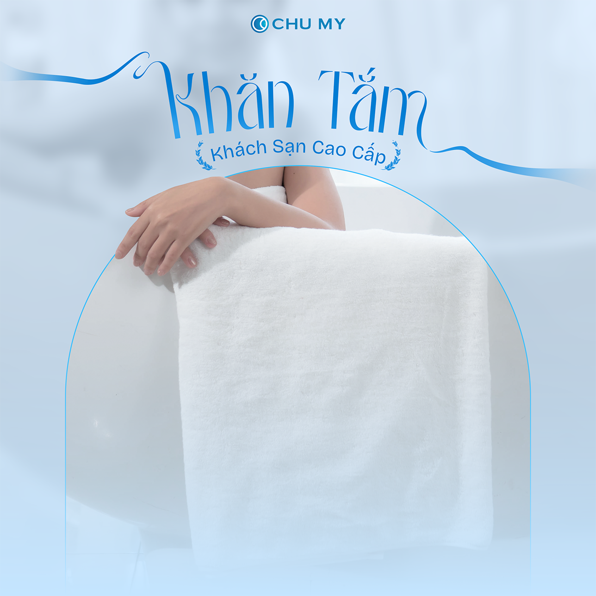 Mô tả Khăn tắm khách sạn CHU MY 100% cotton 70x140cm 500g trắng mềm thấm hút - 1