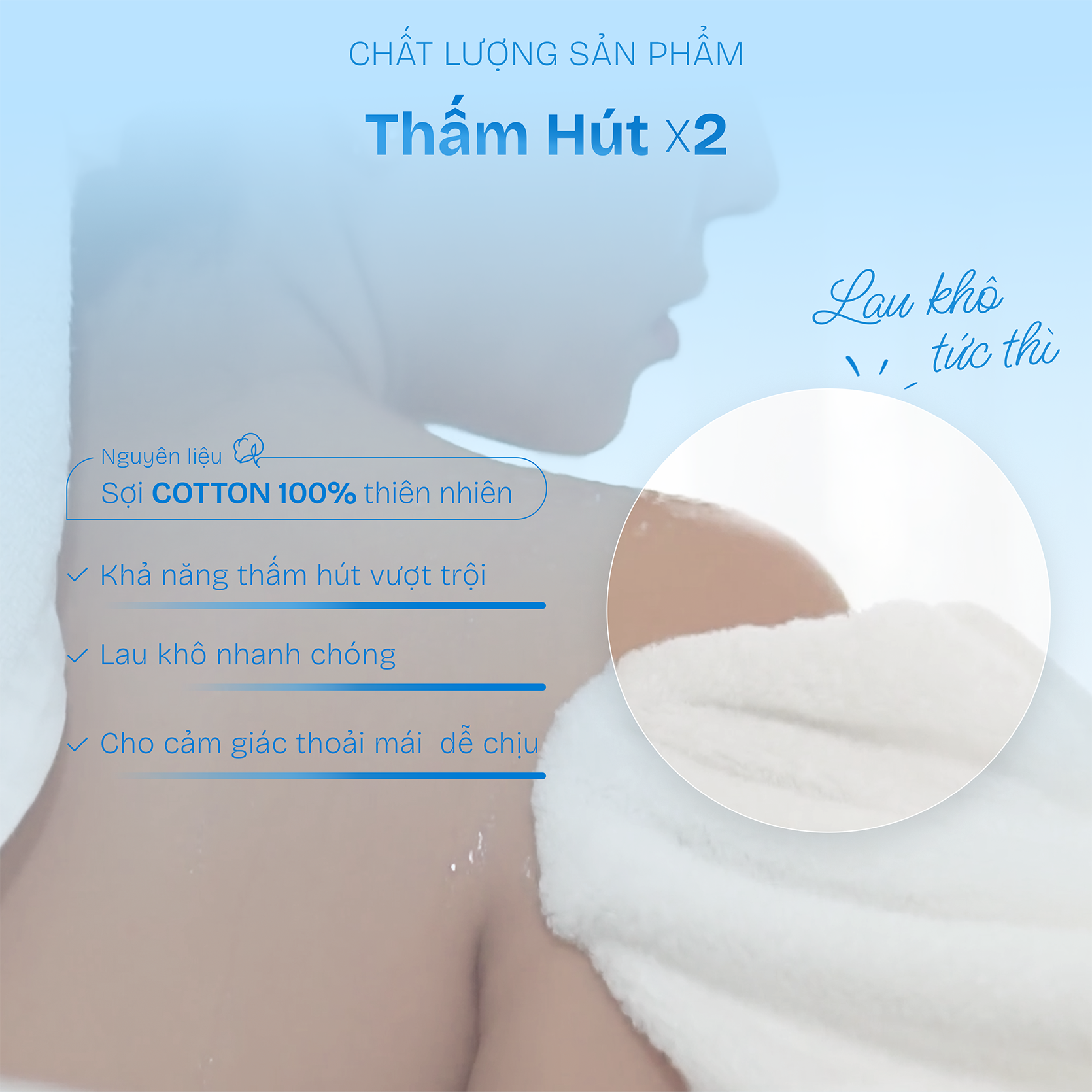 Mô tả Khăn tắm khách sạn CHU MY 100% cotton 70x140cm 500g trắng mềm thấm hút - 3