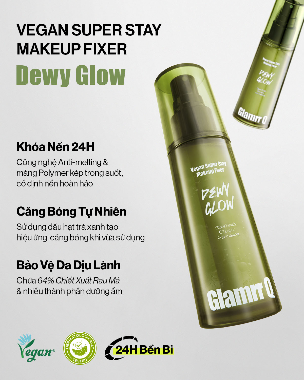 Mô tả Combo Glamrr Q Cushion &  Xịt Khóa Nền Cố Định Glamrr Q Vegan Super Stay Makeup Fixer 50ml - 7
