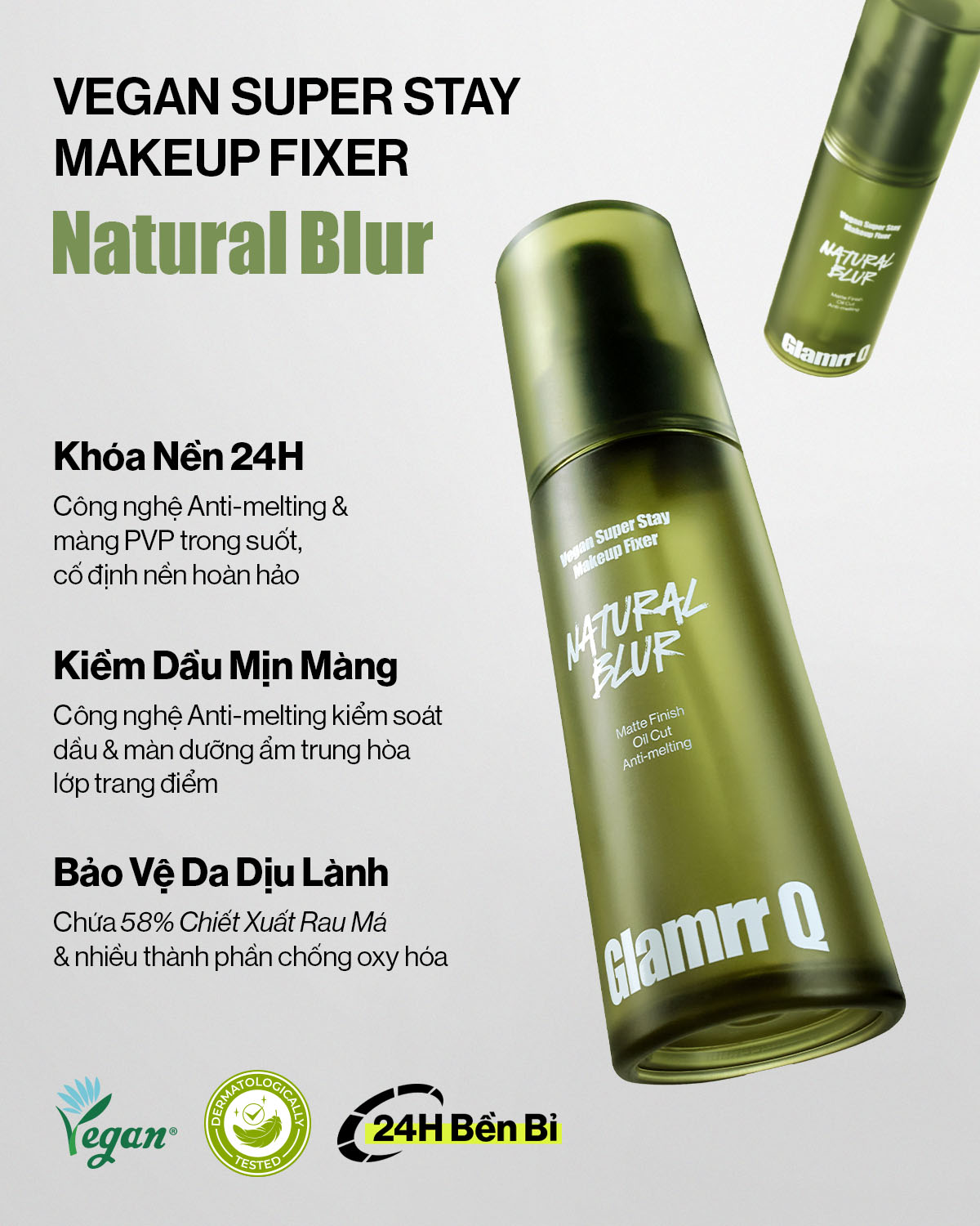 Mô tả Combo Glamrr Q Cushion &  Xịt Khóa Nền Cố Định Glamrr Q Vegan Super Stay Makeup Fixer 50ml - 8