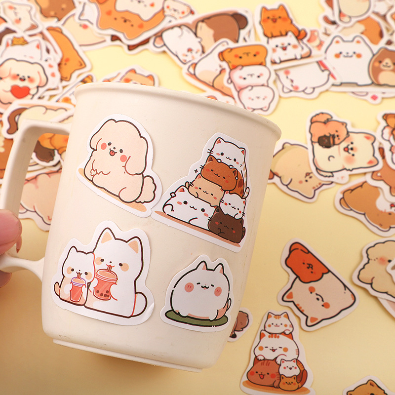 108 sticker mèo và chó con cute dễ thương phong cách chibi vẽ tay trang ...