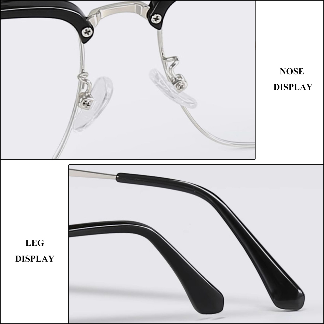 Mô tả Gọng kính cận nửa viền thời trang nam nữ ANDU dáng vuông chống tia UV chất liệu kim loại - 11228 - 5