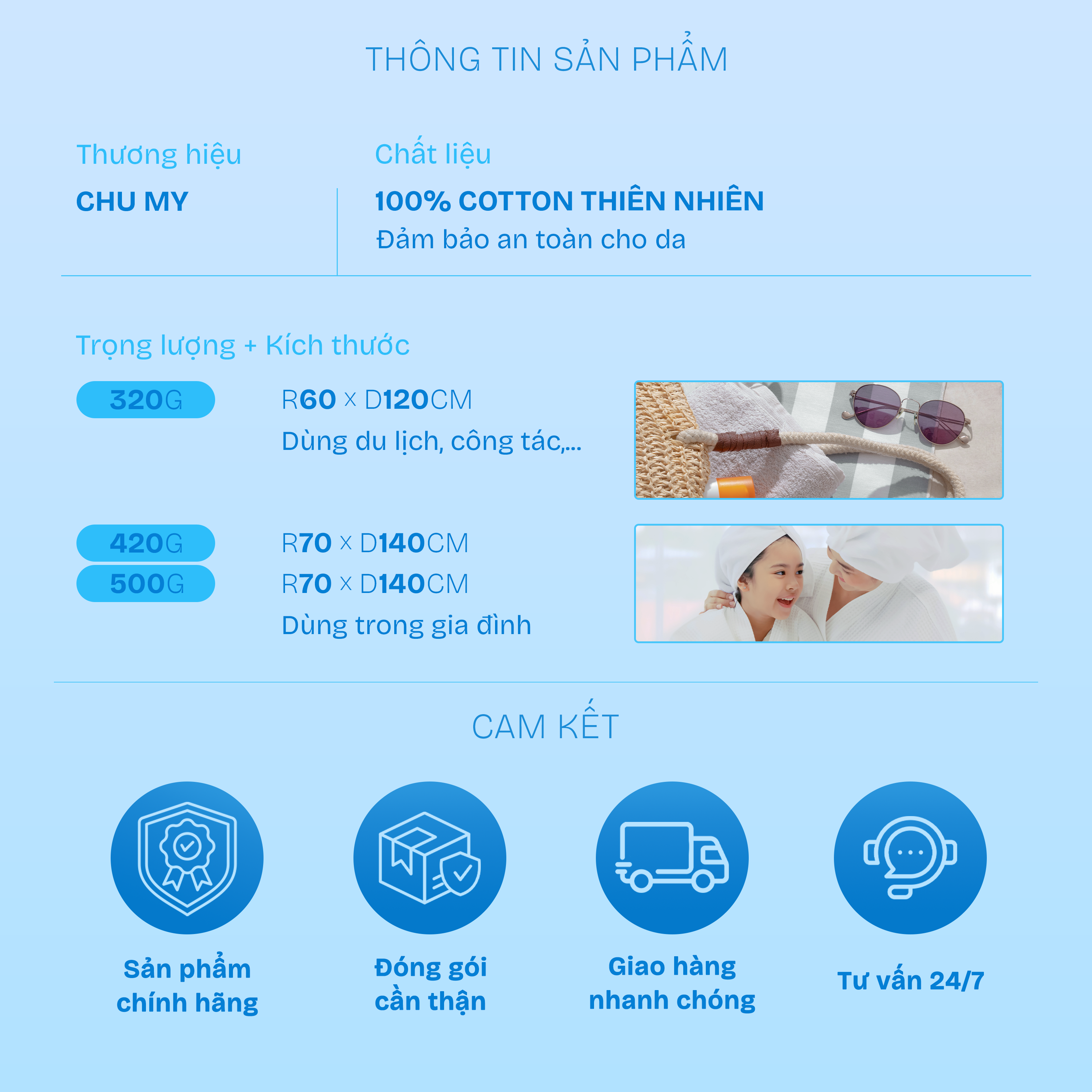 Mô tả Khăn tắm khách sạn CHU MY 100% cotton 70x140cm 500g trắng mềm thấm hút - 8