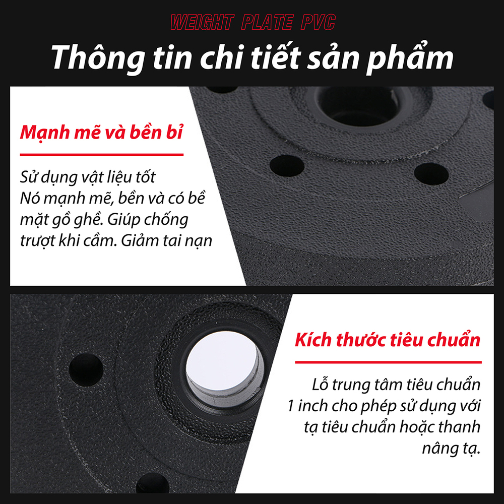 Mô tả BG - Tạ miếng nhựa pvc đặc ruột tạ bánh nhựa tạ đĩa 2kg - 5