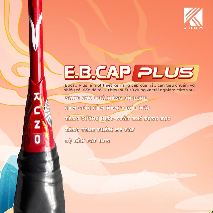 Mô tả Vợt cầu lông KUNO Hỏa Long Thiên Công, Hàng Chính Hãng,4U, Thân Cứng, CarbonT700 Cao Cấp - 3