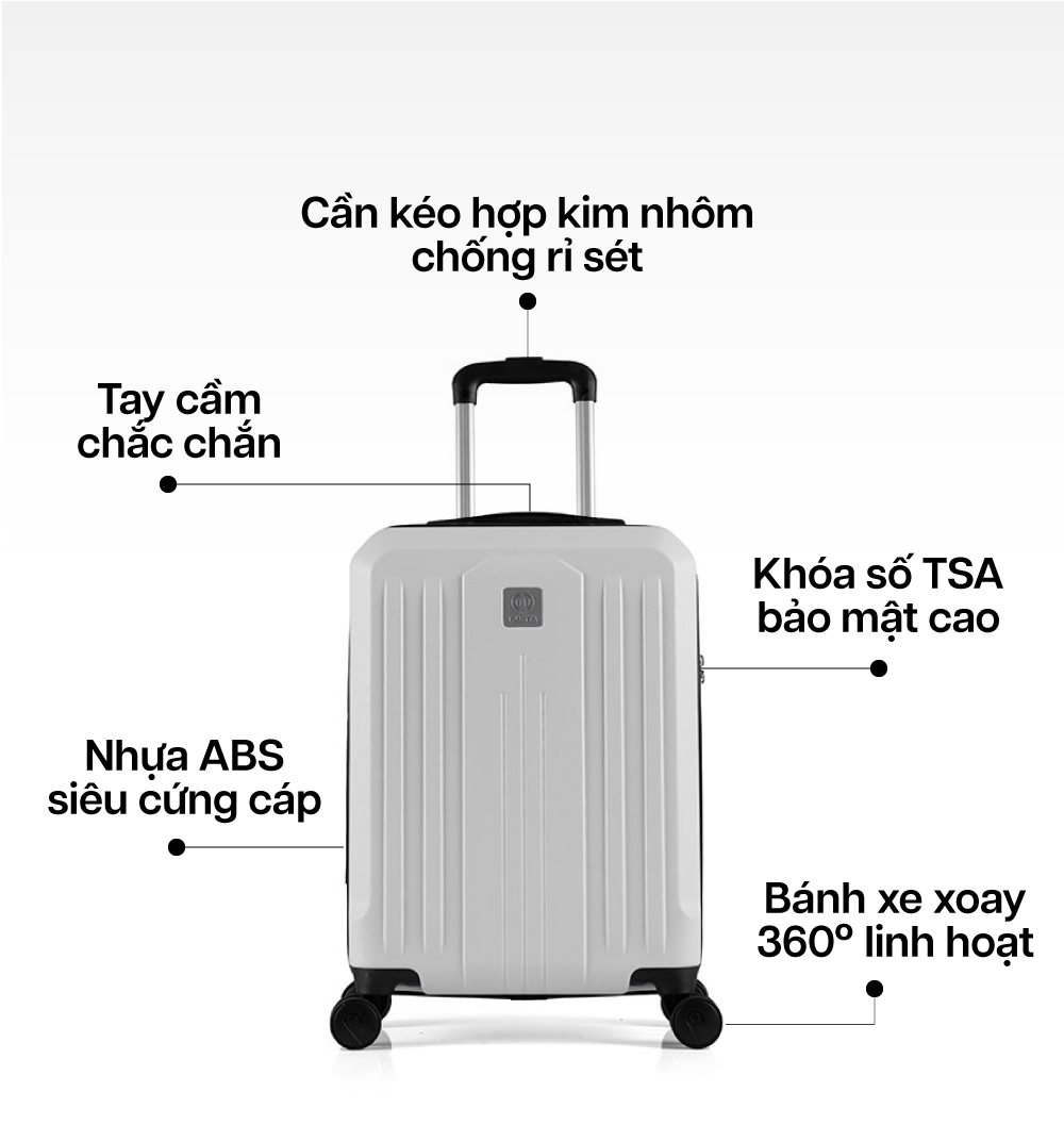 Mô tả Vali Kéo MIAvn Du Lịch Larita TANIA - Size S 20inch, Nhựa ABS Cứng Cáp Bền Bỉ, Khoá TSA, Bảo Hành Trọn Đời - 3
