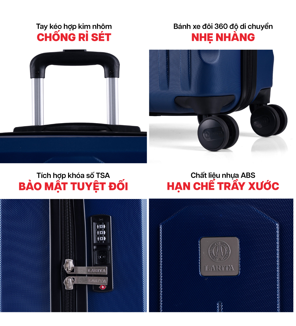 Mô tả Vali Kéo MIAvn Du Lịch Larita TANIA - Size S 20inch, Nhựa ABS Cứng Cáp Bền Bỉ, Khoá TSA, Bảo Hành Trọn Đời - 4