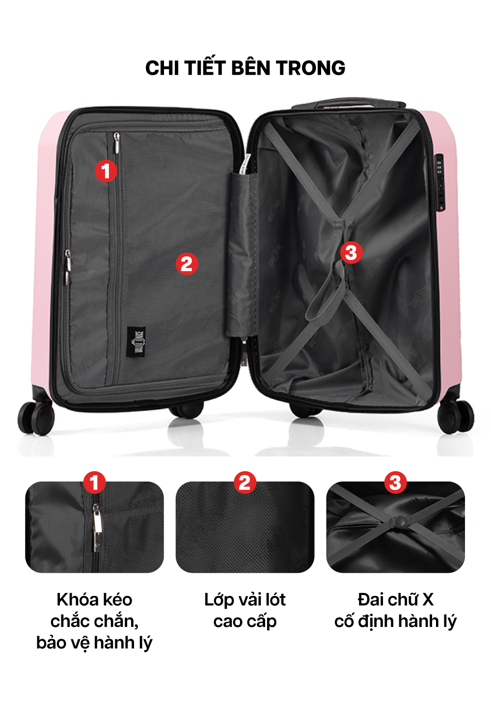 Mô tả Vali Kéo MIAvn Du Lịch Valinice YARI - Size S 20inch, Nhựa ABS Cứng Cáp Bền Bỉ, Khoá TSA, Bảo Hành Trọn Đời - 5