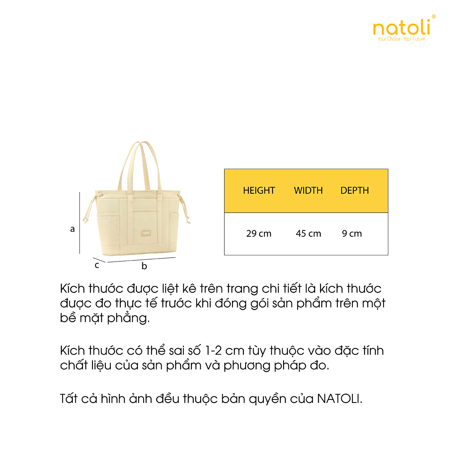 Mô tả Túi tote nữ nhiều ngăn NATOLI, 2 mặt đeo vai đựng laptop cao cấp - BST Elegant Edge Bag T19 - 7