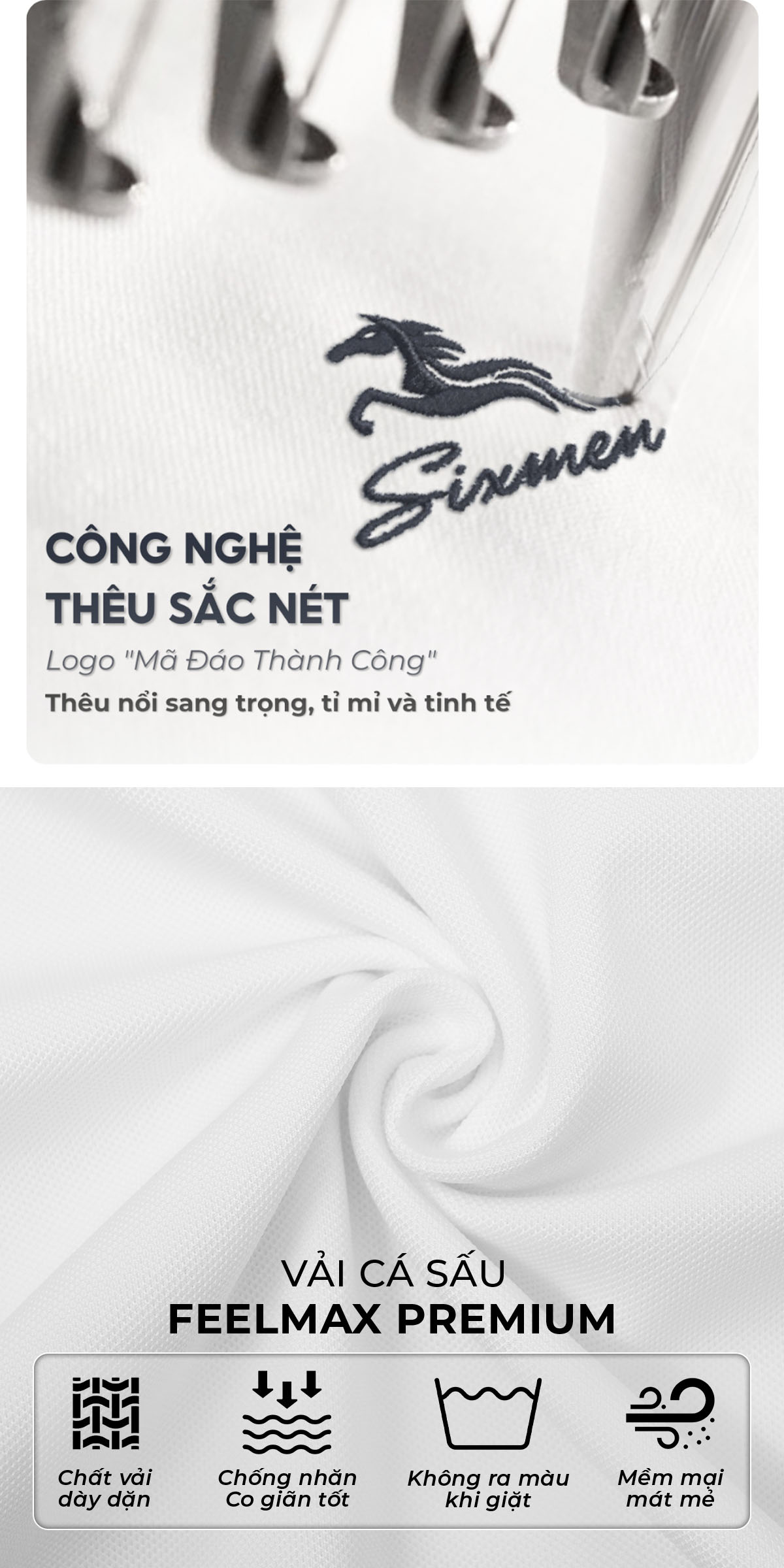 Mô tả Áo Polo nam cao cấp SIXMEN [Tặng Hộp Gói Quà] Mã Đáo Thành Công - Vải cá sấu FeelMax thoáng mát - 7